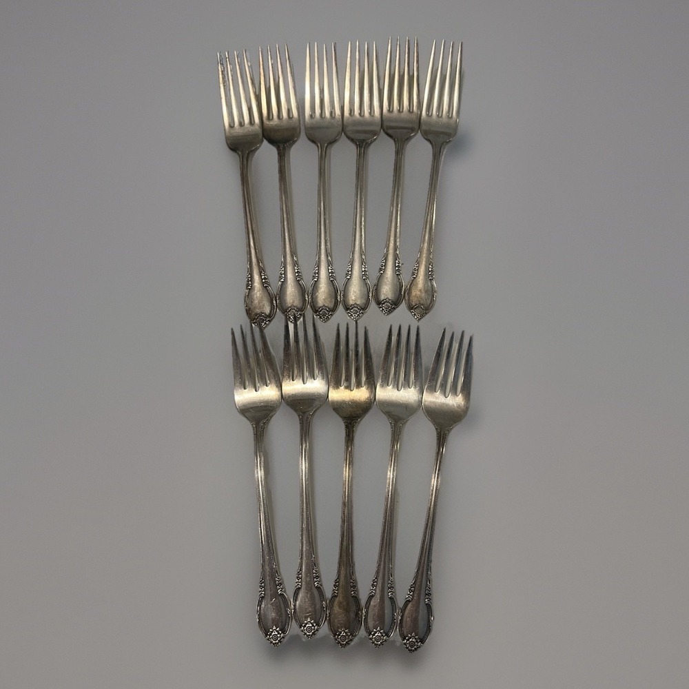 1847 Rogers Bros IS Remembrance Silverplate Silverware Forks Lot 11 Vintage
